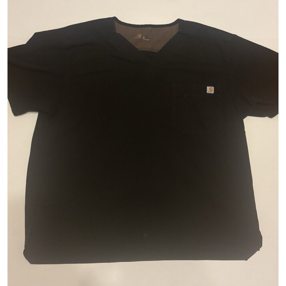 Carhartt Men's Medical Scrub Top XL Black Solid Polyester Blend